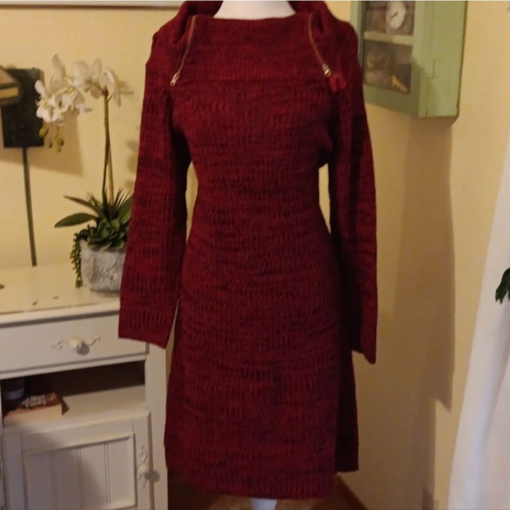 NWT Derek Heart Marled Red And Black Sweater Dress